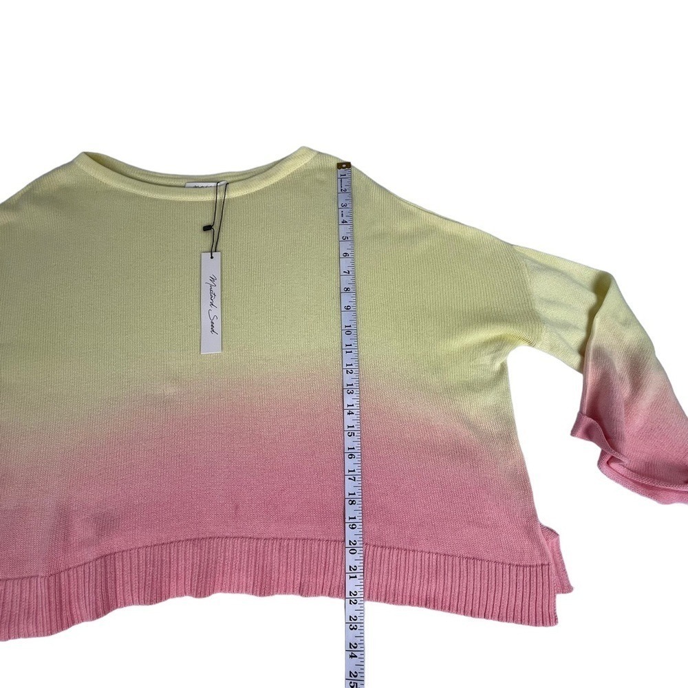 New Mustard Seed Sweater Ombre Gradient Yellow Pink Bell Sleeve‎ Women Medium - Picture 12 of 12
